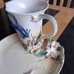 Franz Porcelain Vintage BLUE BUTTERFLY COFFEE & CAKE SET by Jen Woo