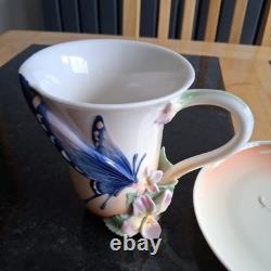 Franz Porcelain Vintage BLUE BUTTERFLY COFFEE & CAKE SET by Jen Woo