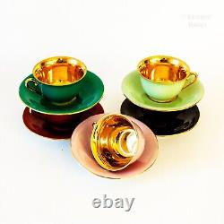 French Vintage Limoges Porcelain Set of Tea Coffee Cups and Saucers