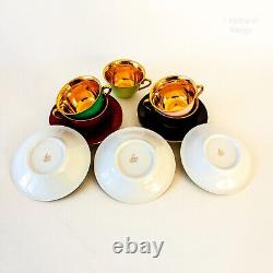 French Vintage Limoges Porcelain Set of Tea Coffee Cups and Saucers