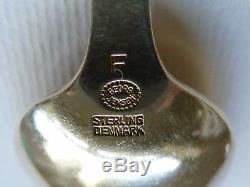Georg Jensen Set of 6 Vintage Sterling Silver Coffee Spoons, Harlequin Pattern