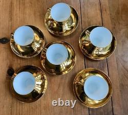 Gold Porcelain Coffee Set Bavarian 17 Pieces Vintage Retro 1940s Mid Century