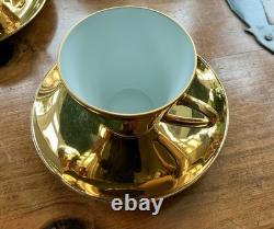 Gold Porcelain Coffee Set Bavarian 17 Pieces Vintage Retro 1940s Mid Century
