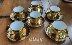 Gold Porcelain Coffee Set Bavarian 17 Pieces Vintage Retro 1940s Mid Century