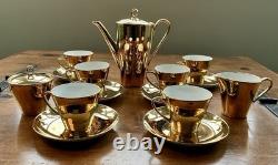 Gold Porcelain Coffee Set Bavarian 17 Pieces Vintage Retro 1940s Mid Century