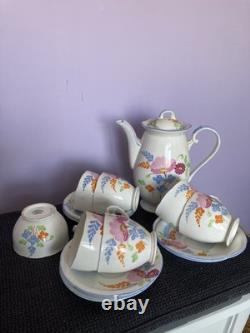 Grafton Hand Painted Art Deco Bone China 14 Piece Coffee Set 1950, S Vgc