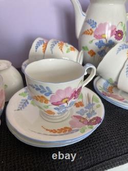 Grafton Hand Painted Art Deco Bone China 14 Piece Coffee Set 1950, S Vgc