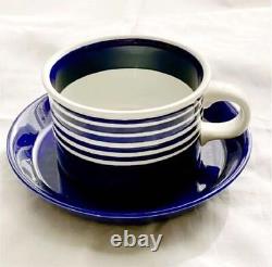 Gustavsberg Kobolt Coffee Cup & Saucer Set Blue White Vintage