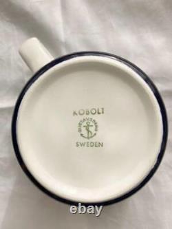 Gustavsberg Kobolt Coffee Cup & Saucer Set Blue White Vintage