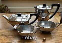 HARRODS LONDON, VINTAGE 4 PIECE SILVER PLATED ART DECO TEA /COFFEE SERVICE 1930s