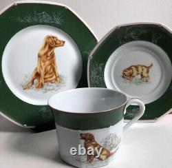 HERMES Cup & Saucer Dog Coffee Cup Tea Cup Plate 3Set Rare Antique Vintage