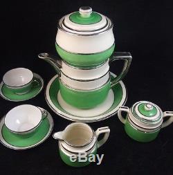 HUGE Vintage Fraunfelter 387 GREEN Tea/Coffee Set MID CENTURY Art Deco COMPLETE