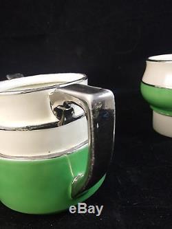 HUGE Vintage Fraunfelter 387 GREEN Tea/Coffee Set MID CENTURY Art Deco COMPLETE