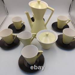 HUIZEN Coffee Pot Set Carafe 6 Cups Saucers Jug & Lidded Bowl Holland Lemon 60s