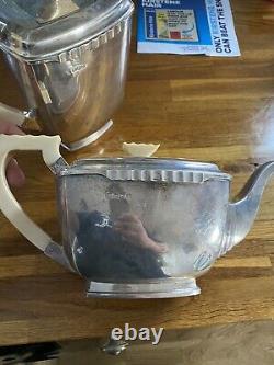 Heavy Sterling Silver 4 Piece Tea & Coffee Set Art Deco Vintage Sheffield 1941