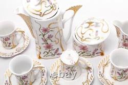 Hollohaza vintage Exclusive Hungarian porcelain coffee set Springtime melody