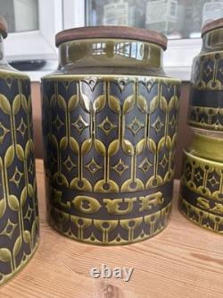 Hornsea Heirloom Green Canister Set x12 Vintage Storage Jars Tea Coffee Sugar