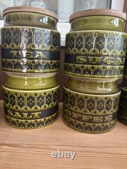 Hornsea Heirloom Green Canister Set x12 Vintage Storage Jars Tea Coffee Sugar