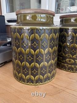Hornsea Heirloom Green Canister Set x12 Vintage Storage Jars Tea Coffee Sugar