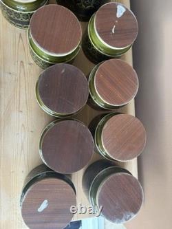 Hornsea Heirloom Green Canister Set x12 Vintage Storage Jars Tea Coffee Sugar