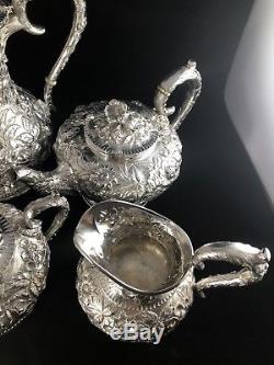 INCREDIBLE! S Kirk & Son Sterling Silver Repousse Vintage Tea/Coffee Set