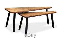 Industrial Style Coffee Table Set Of 2 Vintage Retro Furniture Wood Steel Legs