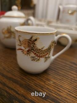 Japanese Lithophane Geisha Girl China Dragon Ware Tea Coffee Set (38 Pieces)