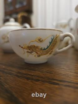 Japanese Lithophane Geisha Girl China Dragon Ware Tea Coffee Set (38 Pieces)