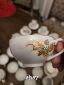 Japanese Lithophane Geisha Girl China Dragon Ware Tea Coffee Set (38 Pieces)