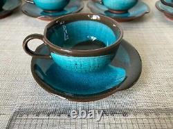 Japanese Vintage Akazu Ware from Seto Coffee Cups and Saucers Set of Five