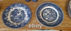 Job Lot Blue and White China Cups Saucers Plates Vases Vintage