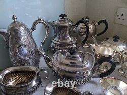 Job Lot Vintage Silver Plated Items Tea Sets, Tea / Coffee Pots, Etc