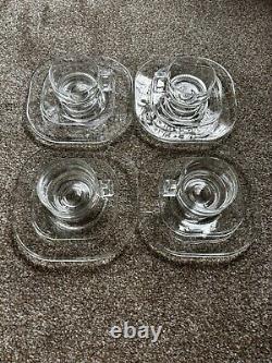 Joe colombo Vintage glass Cup Saucer And Plate Set Of 4 Arno Italy Designer