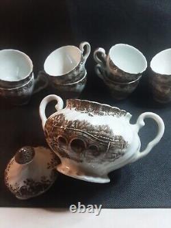 Johnson Brothers Vintage Coffee Set. Pot, Jug, Sugar Bowl, 8 Cup+ Saucers Mint