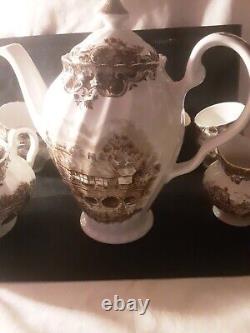 Johnson Brothers Vintage Coffee Set. Pot, Jug, Sugar Bowl, 8 Cup+ Saucers Mint