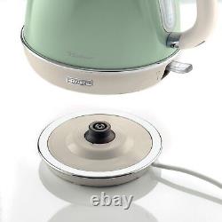 Jug Kettle & Toaster With Espresso Coffee Machine Set, Green Vintage Style