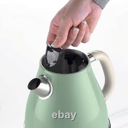 Jug Kettle & Toaster With Espresso Coffee Machine Set, Green Vintage Style