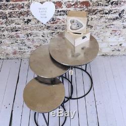 Karari Set of 3 Round Occasional Tables Vintage Nest Side End Table Coffee
