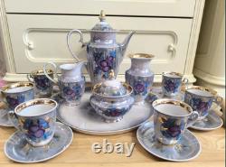 Korosten Porcelain Coffee Set Floral Design Vintage USSR
