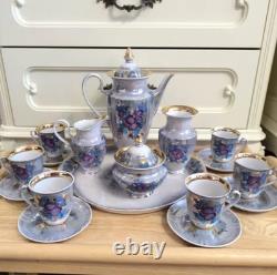 Korosten Porcelain Coffee Set Floral Design Vintage USSR