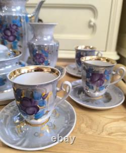 Korosten Porcelain Coffee Set Floral Design Vintage USSR