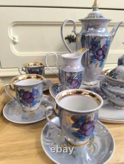 Korosten Porcelain Coffee Set Floral Design Vintage USSR