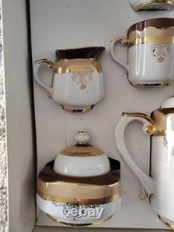 Korosten Porcelain Coffee Tea Set Gold Design Vintage USSR UKRAINE Early Set