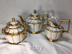 Le Tallec Paris, France'Empire Style' Footed 3-Piece TEA SET with Heavy Gold