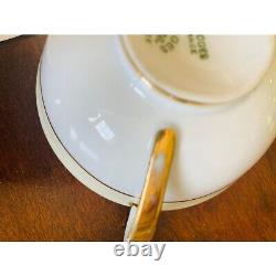 Limoges France Porcelain Gold Rimmed Coffee/Tea Cup and Saucer Set of 6 Vintage