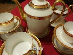Limoges, France, Vintage Tea, Coffe Set 16Pieces, Pretty White, Red And Gold Pattern