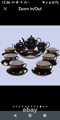 Lomonosov Vintage Russian Tea/Coffee Set Cobalt Blue RARE