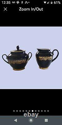 Lomonosov Vintage Russian Tea/Coffee Set Cobalt Blue RARE