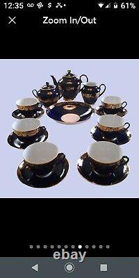 Lomonosov Vintage Russian Tea/Coffee Set Cobalt Blue RARE