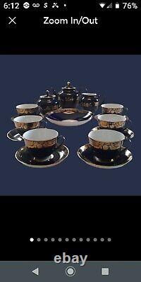 Lomonosov Vintage Russian Tea/Coffee Set Cobalt Blue RARE